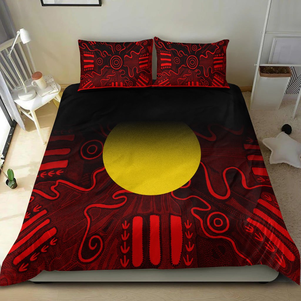 aboriginal-bedding-set-indigenous-flag-grunge-style