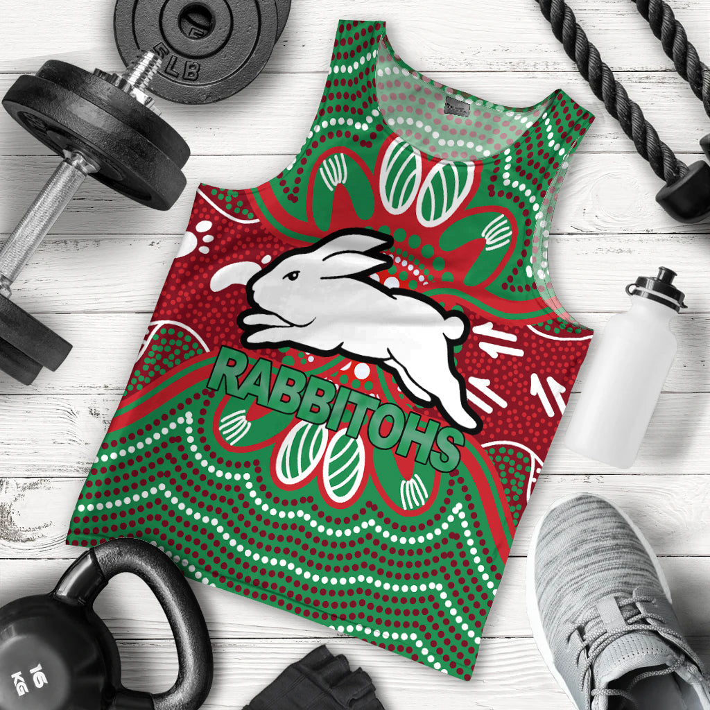 custom-personalised-rabbitohs-men-tank-top-aboriginal-dot-painting