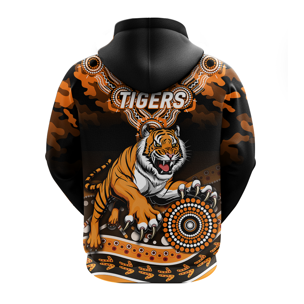 Tigers Rugby ANZAC Day Camouflage Indigenous Art Hoodie - LT12