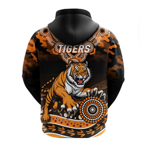 Tigers Rugby ANZAC Day Camouflage Indigenous Art Hoodie - LT12