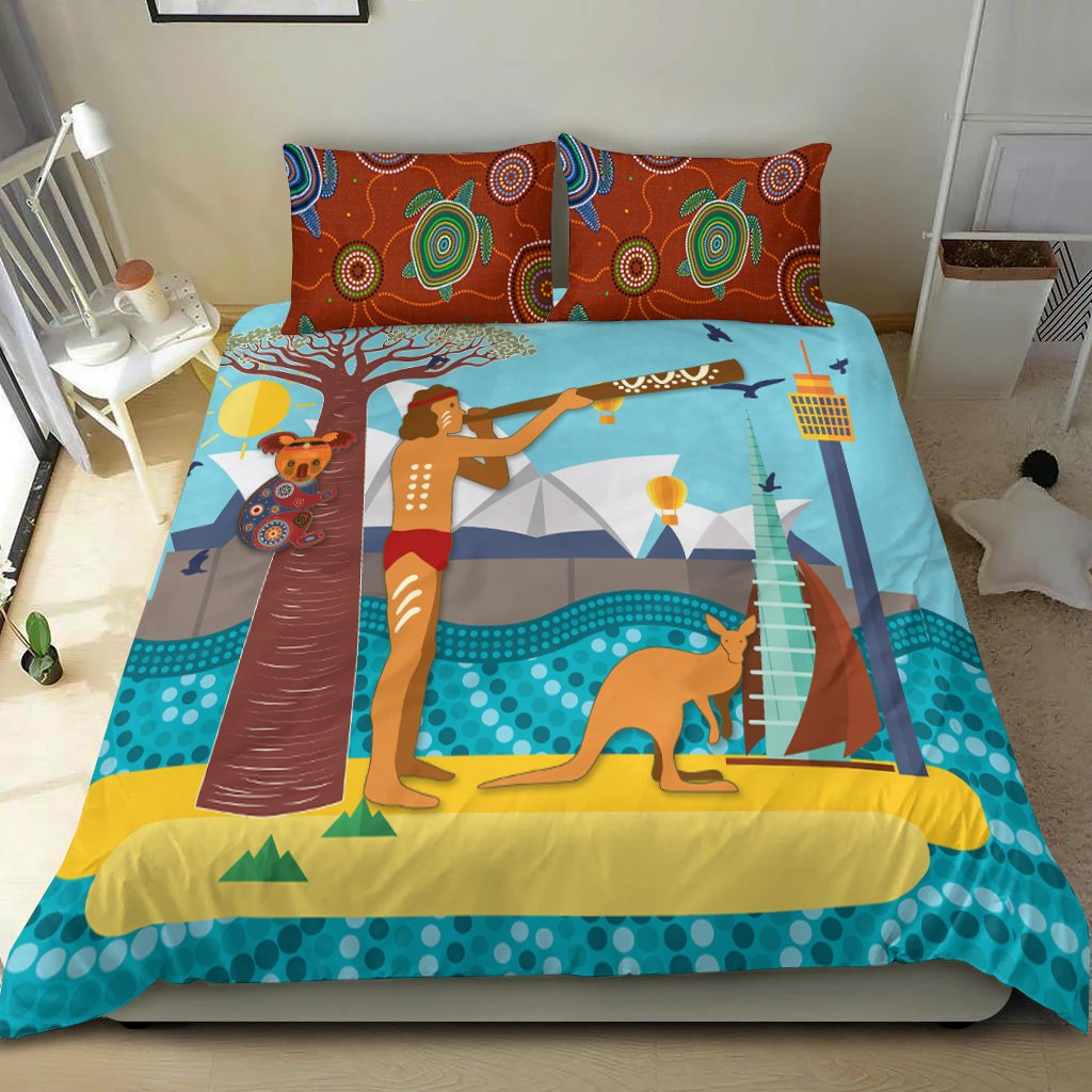 aboriginal-bedding-set-sydney-opera-house-with-traditional-aboriginal-style