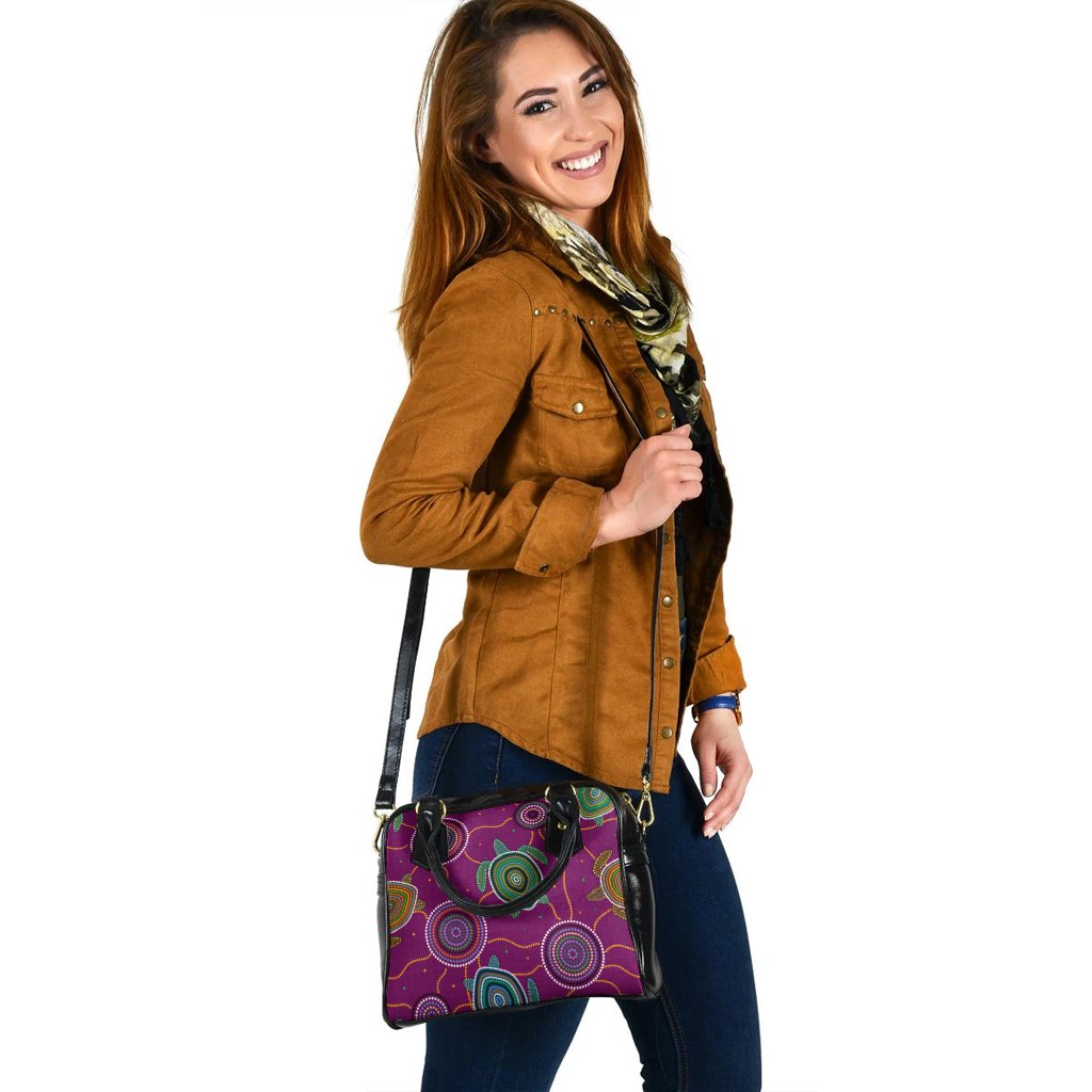 Shoulder HandBag - Aboriginal Turtle Purple Australia Dot Patterns  BN17v - Vibe Hoodie