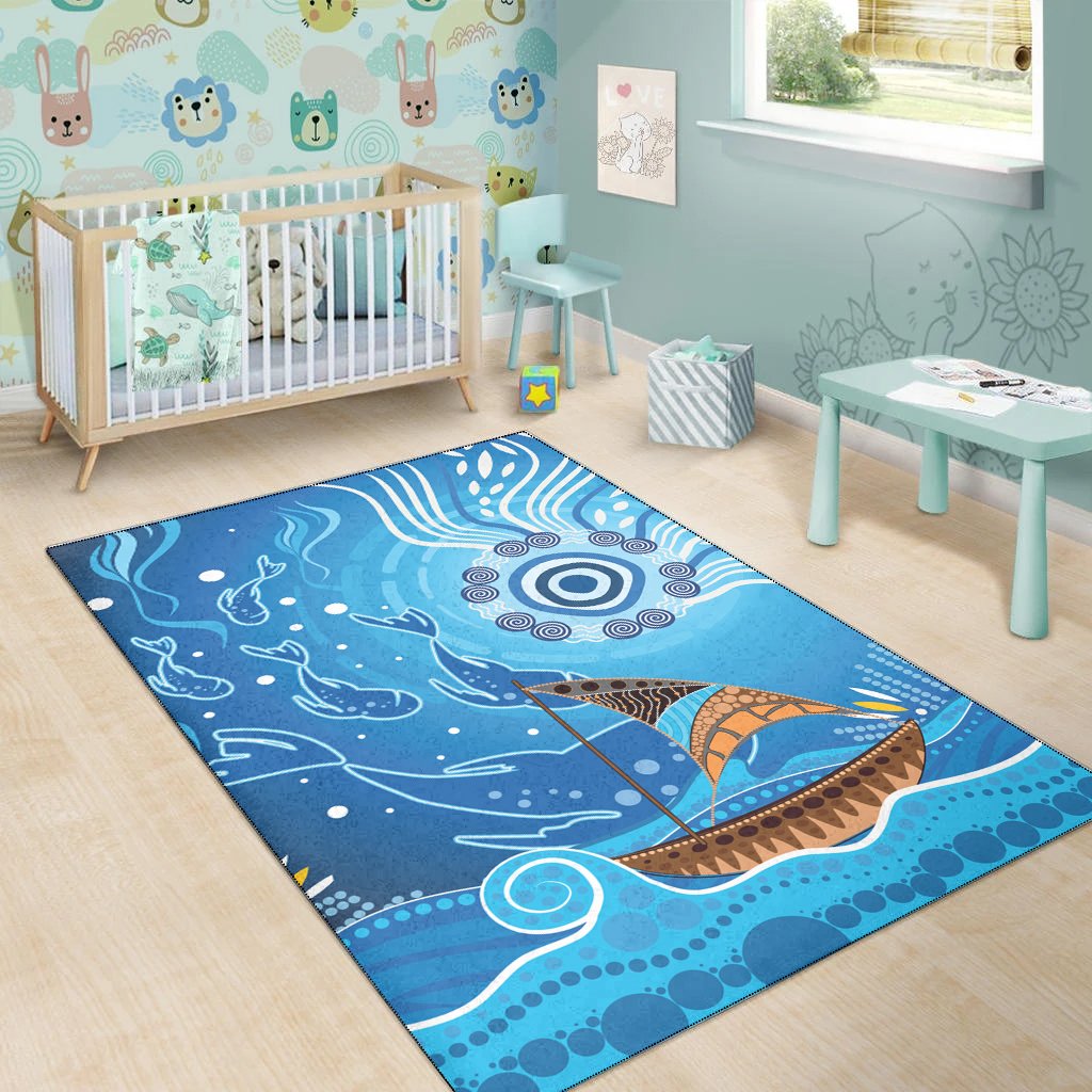 area-rug-aboriginal-view-sea-with-fish-and-boat