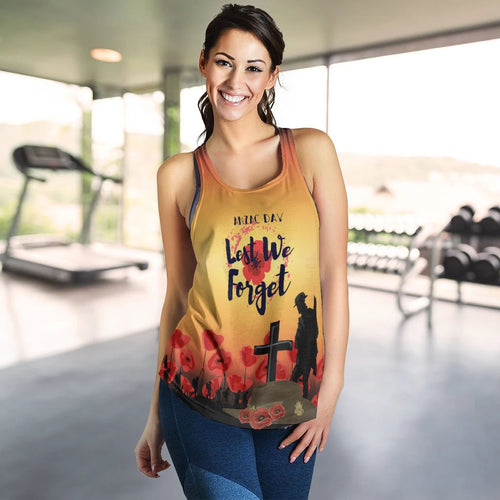 Anzac Day Woman's Racerback Tank - Lest We Forget - Vibe Hoodie