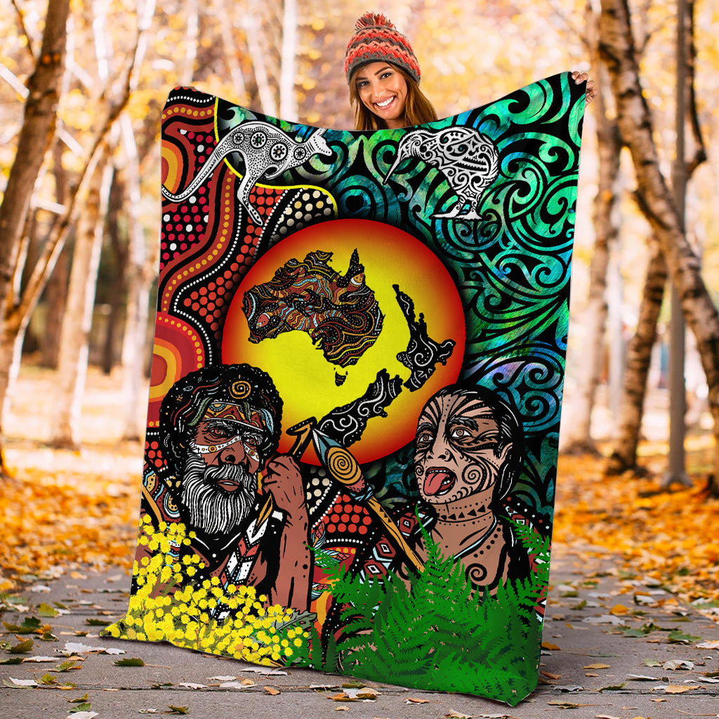 Australia Aboriginal Kangaroo Combine New Zealand Maori Kiwi Bird Blanket - LT2