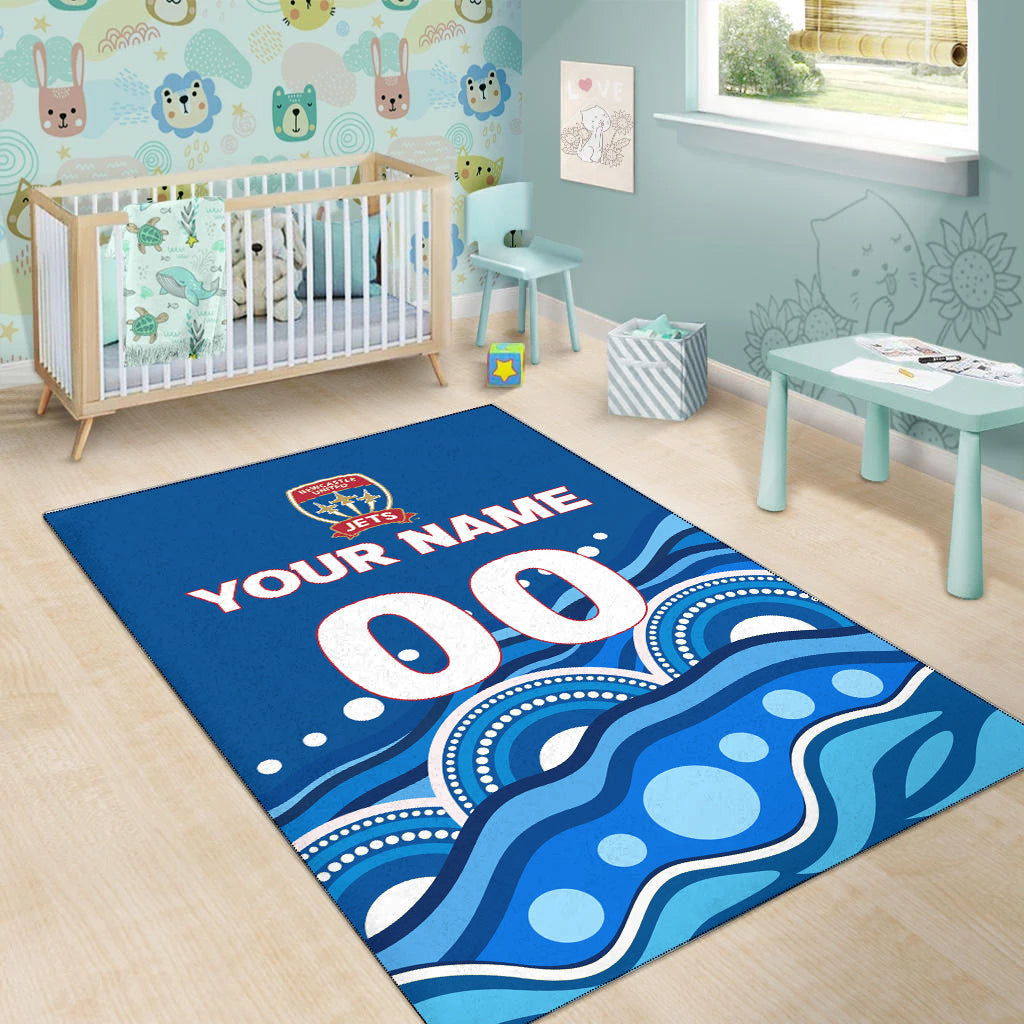 custom-personalised-newcastle-jets-area-rug-indigenous-dot-painting-art