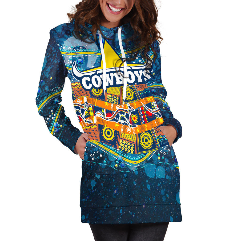 naidoc-week-cowboys-hoodie-dress-aboriginal-dot-painting