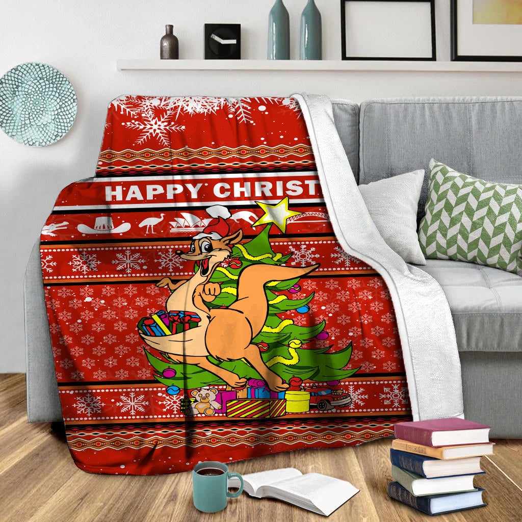 Australia Christmas Kangaroo Aboriginal Pattern Blanket - LT2