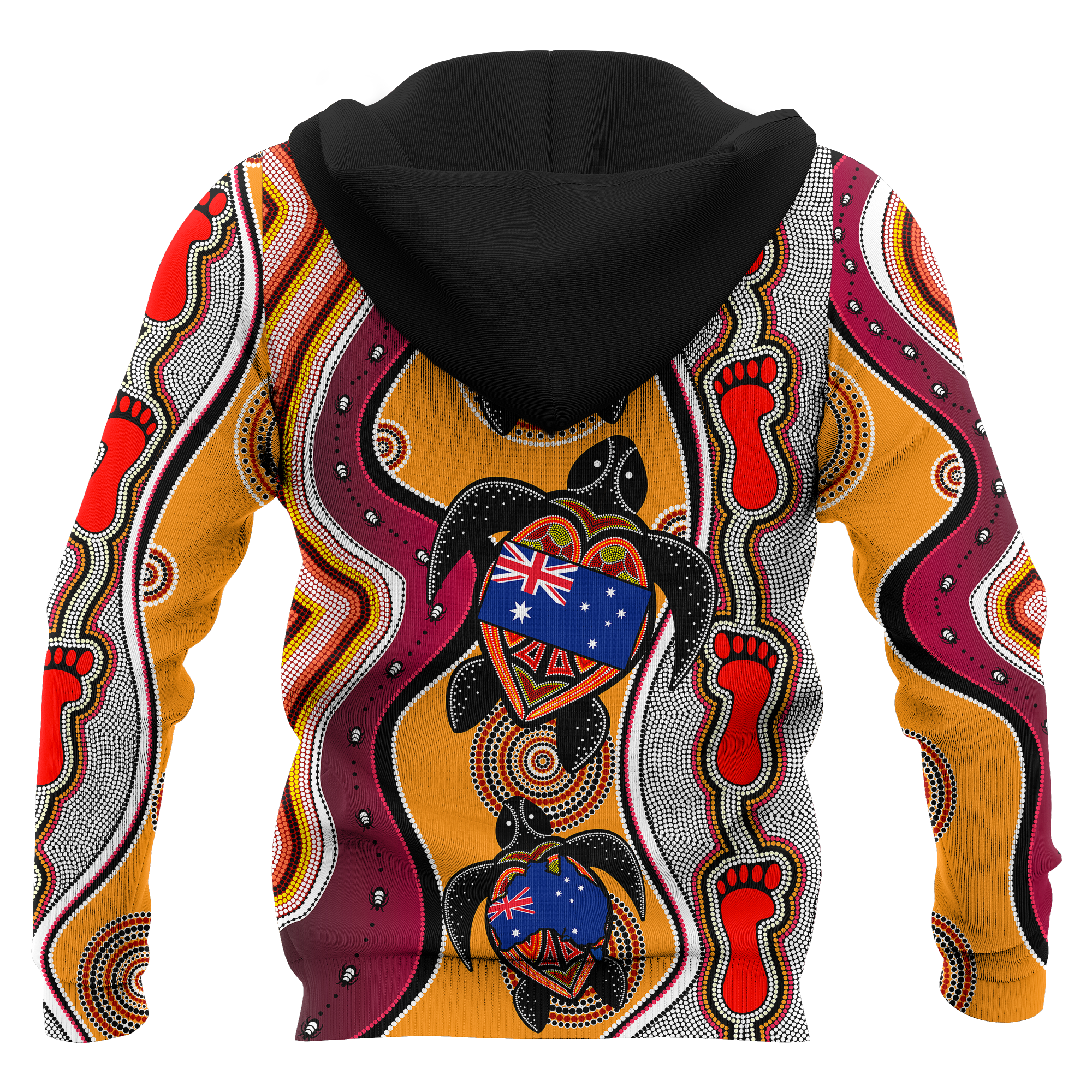 aboriginal-hoodie-turtle-patterns-aus-flag-footprint-dot-painting