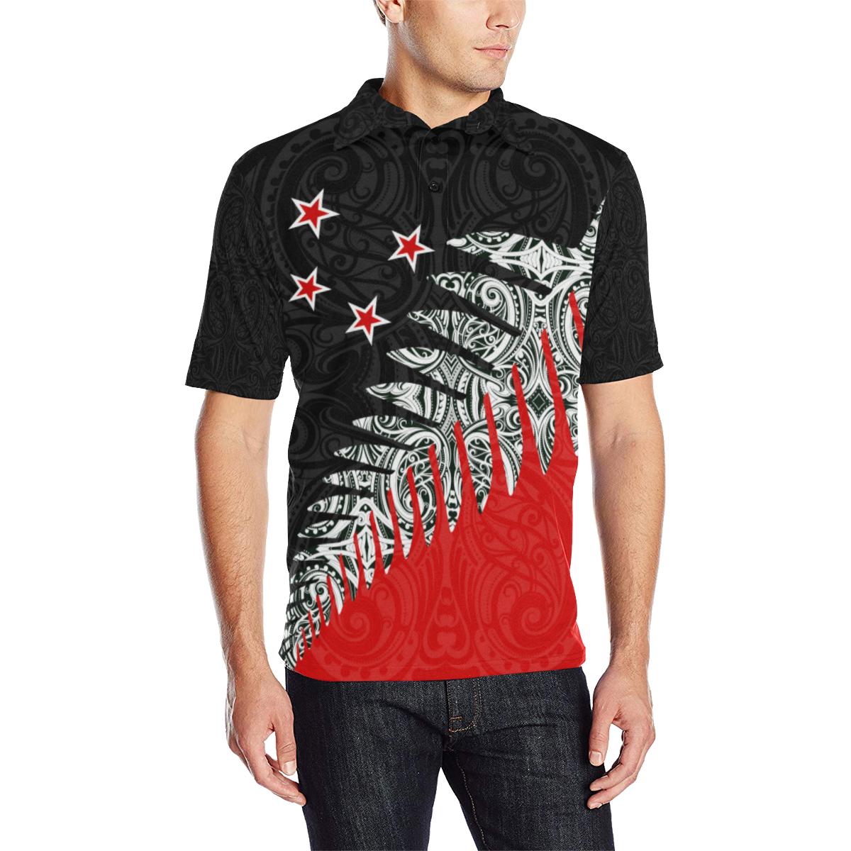 maori-fern-black-and-red-polo-t-shirt