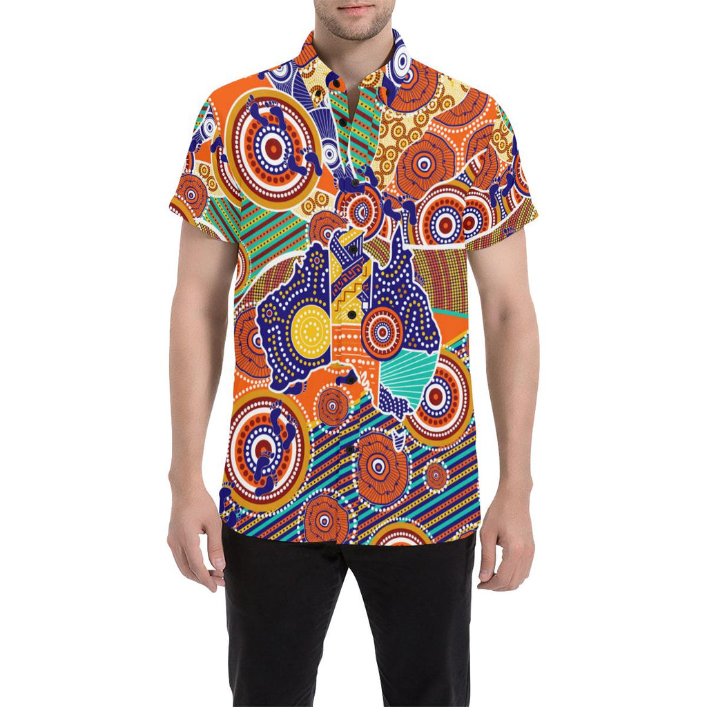 aboriginal-short-sleeve-shirt-australian-map-dot-painting