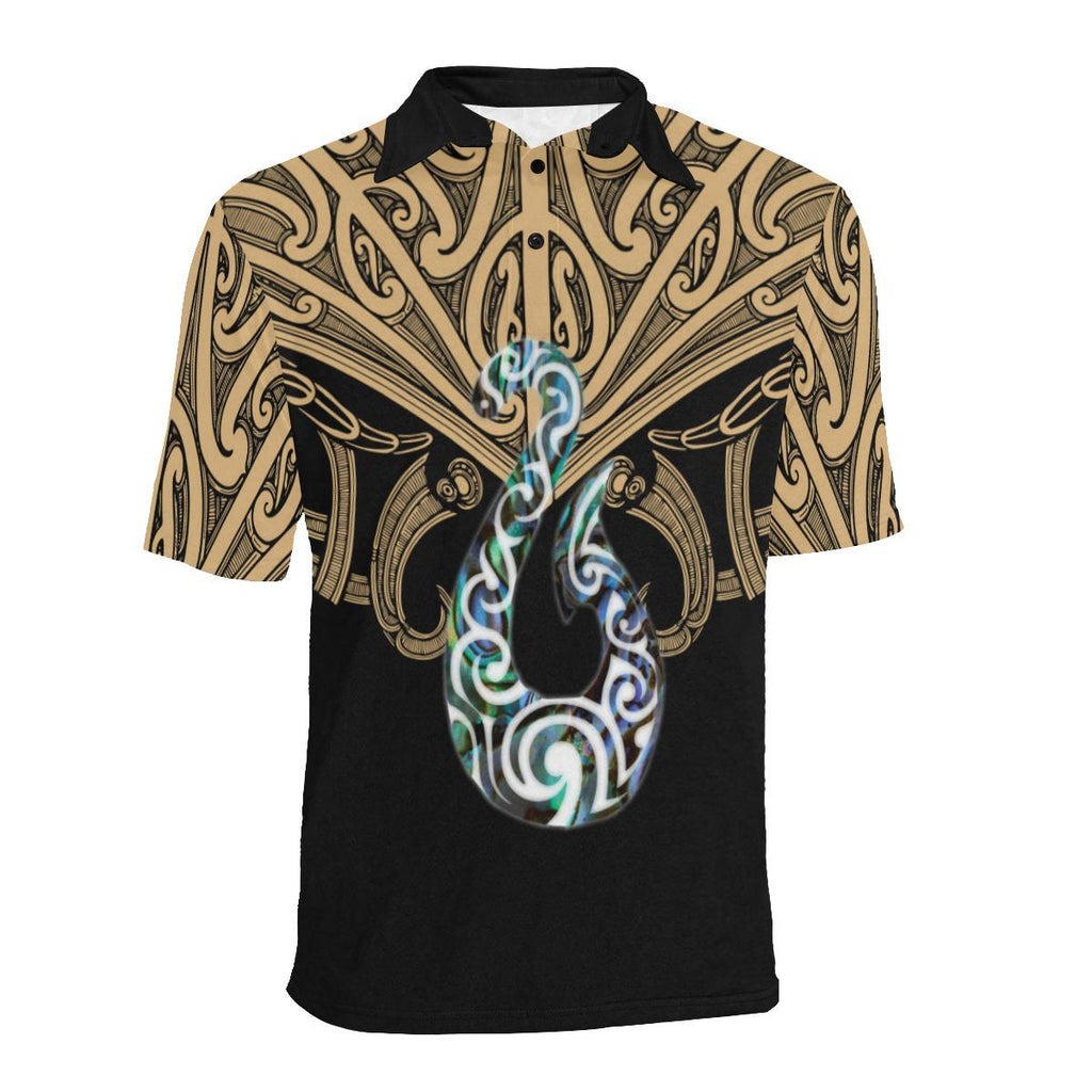 maori-tattoo-polo-shirt-hei-matau-abalone-gold