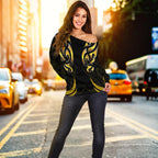 New Zealand Maori Off Shoulder Sweater Simple Love Gold - Vibe Hoodie