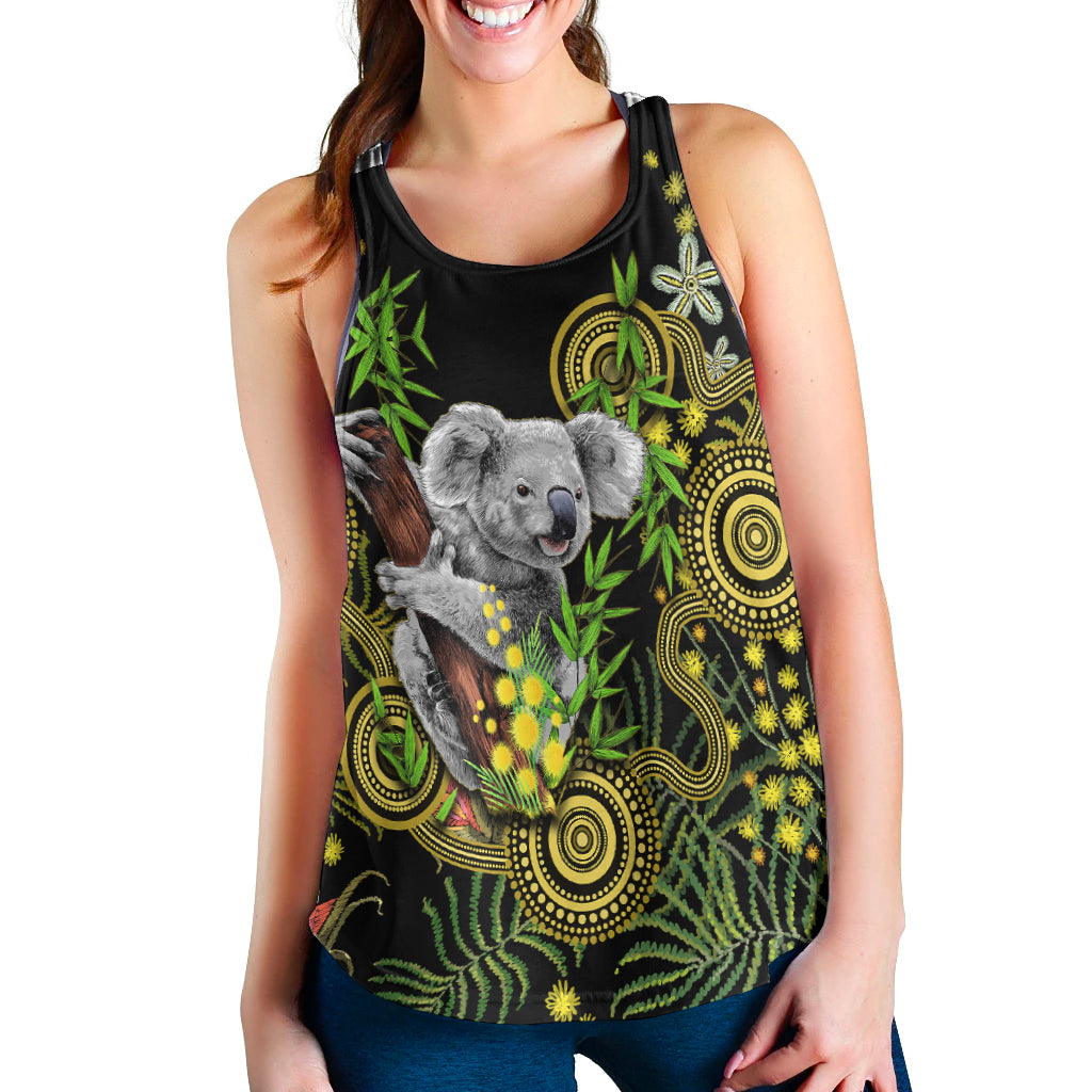 golden-wattle-women-racerback-tank-australia-acacia-pycnantha-mix-aboriginal