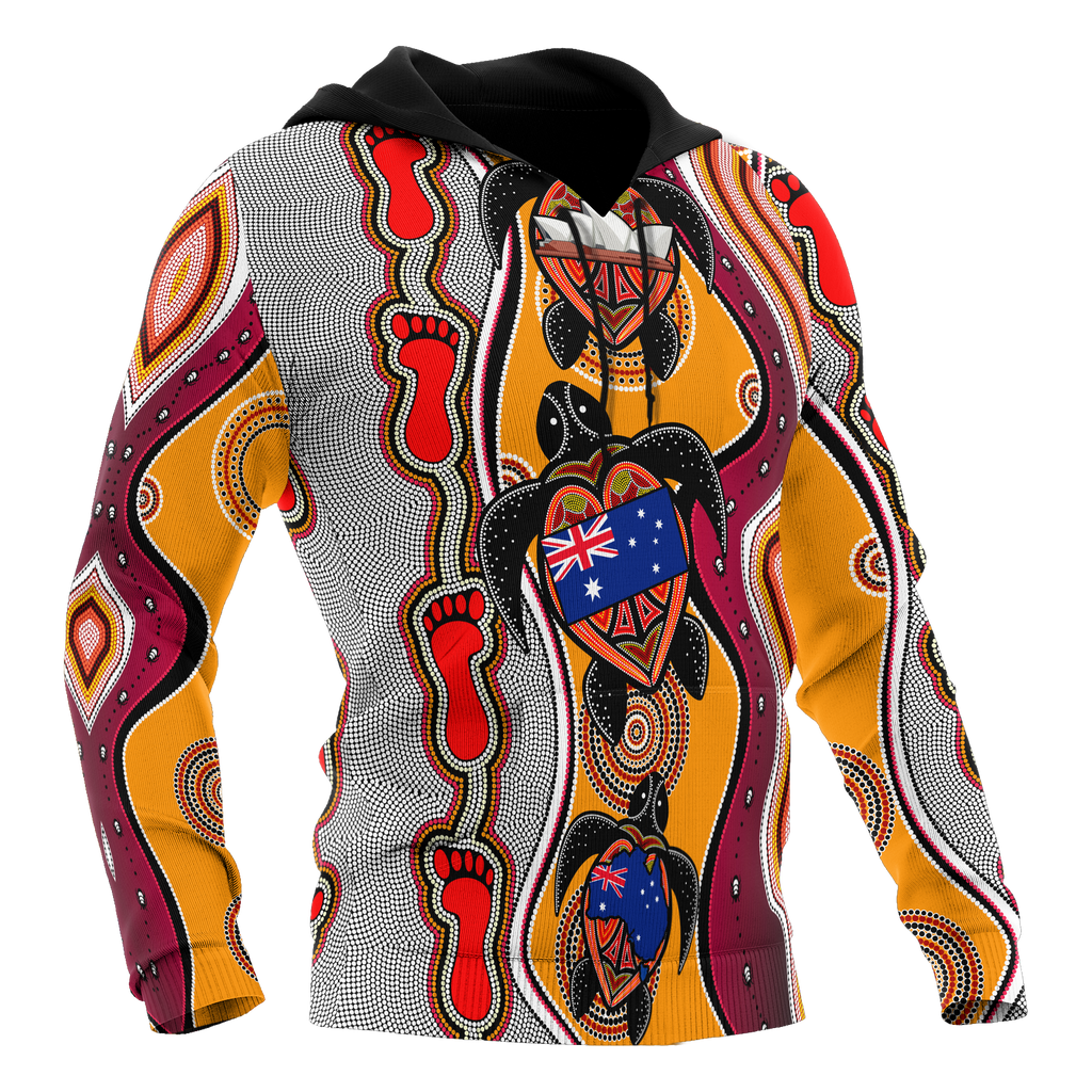 aboriginal-hoodie-turtle-patterns-aus-flag-footprint-dot-painting