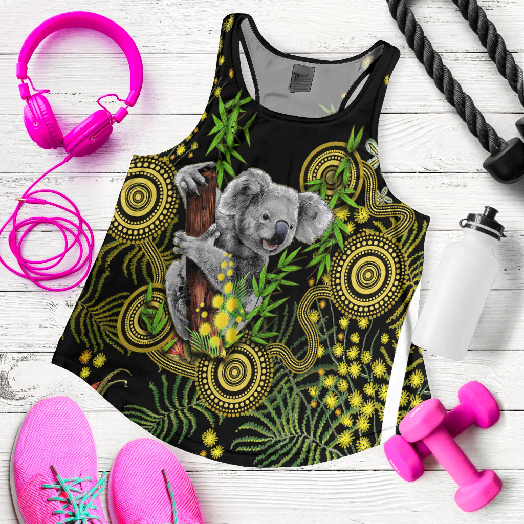 golden-wattle-women-racerback-tank-australia-acacia-pycnantha-mix-aboriginal