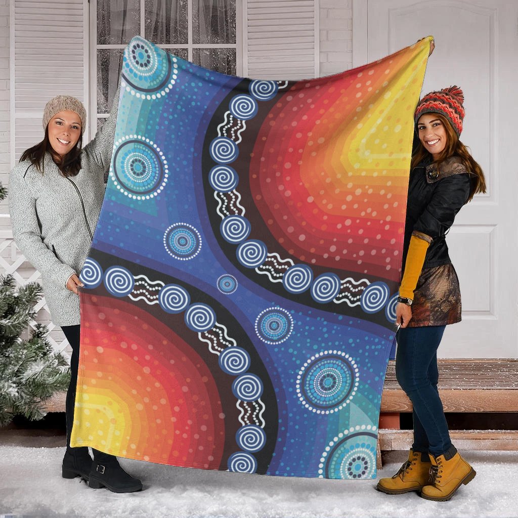 premium-blanket-aboriginal-color-dot-painting