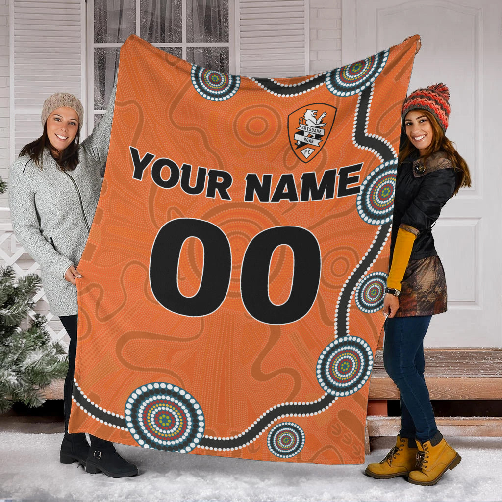 custom-personalised-brisbane-roar-blanket-indigenous-dot-painting-art