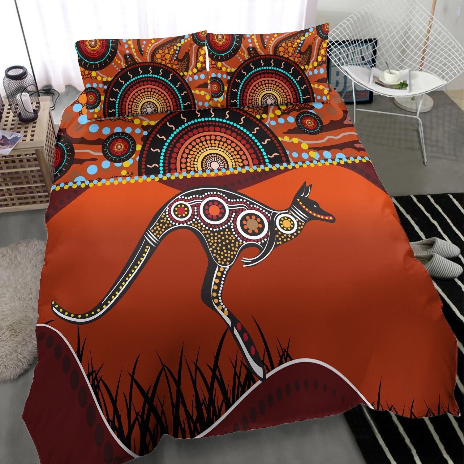 aboriginal-bedding-set-kangaroo-with-dot-painting