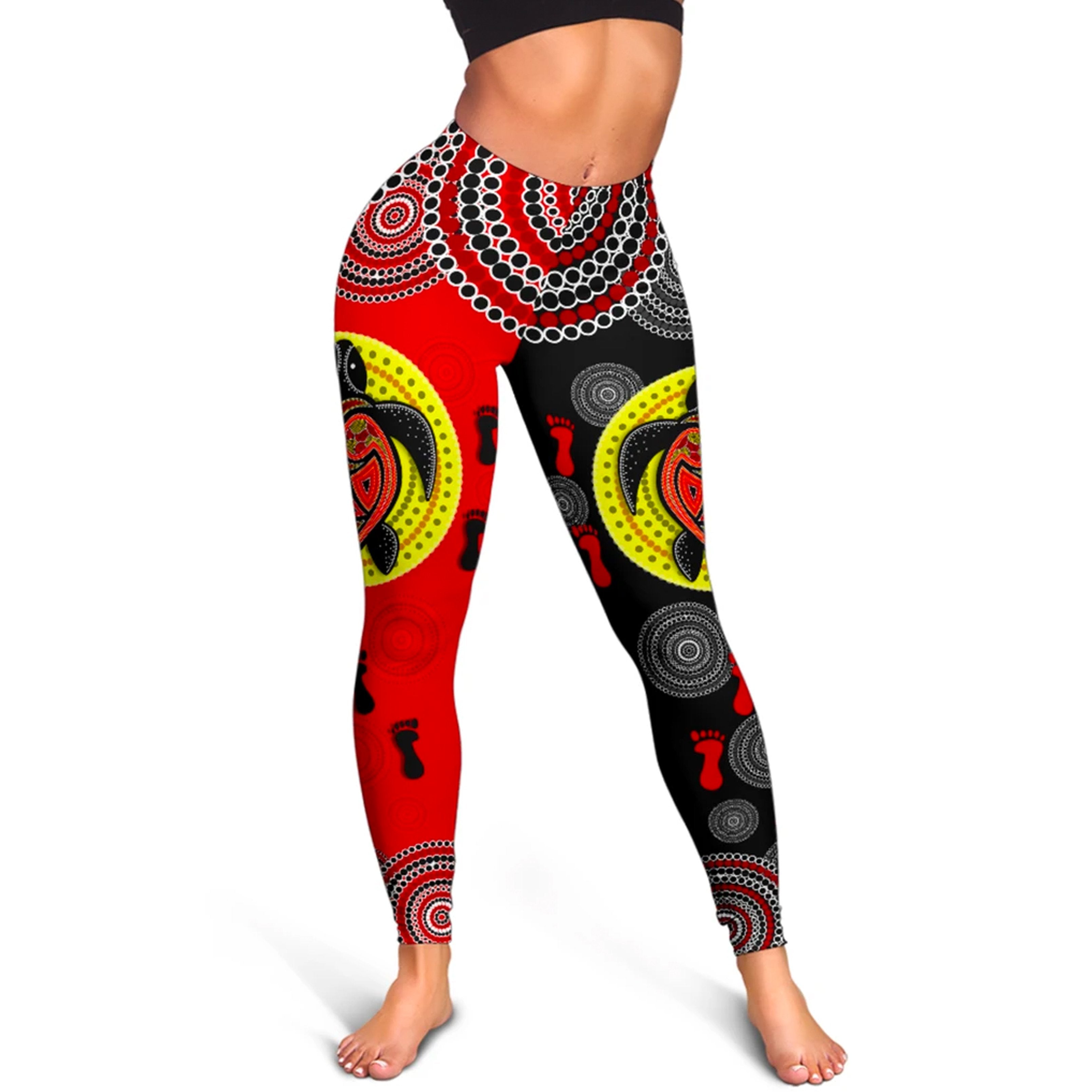 aboriginal-legging-turtle-footprint-circle-dot-painting
