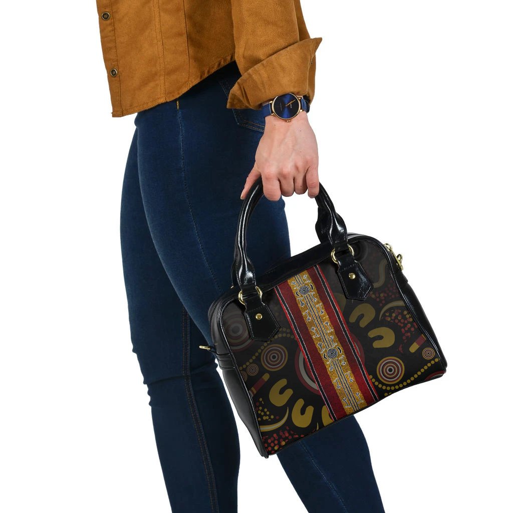 Shoulder Handbag -  Aboriginal Dot Panting Art Stripe Lines - Vibe Hoodie