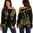 New Zealand Maori Off Shoulder Sweater Simple Love Gold - Vibe Hoodie