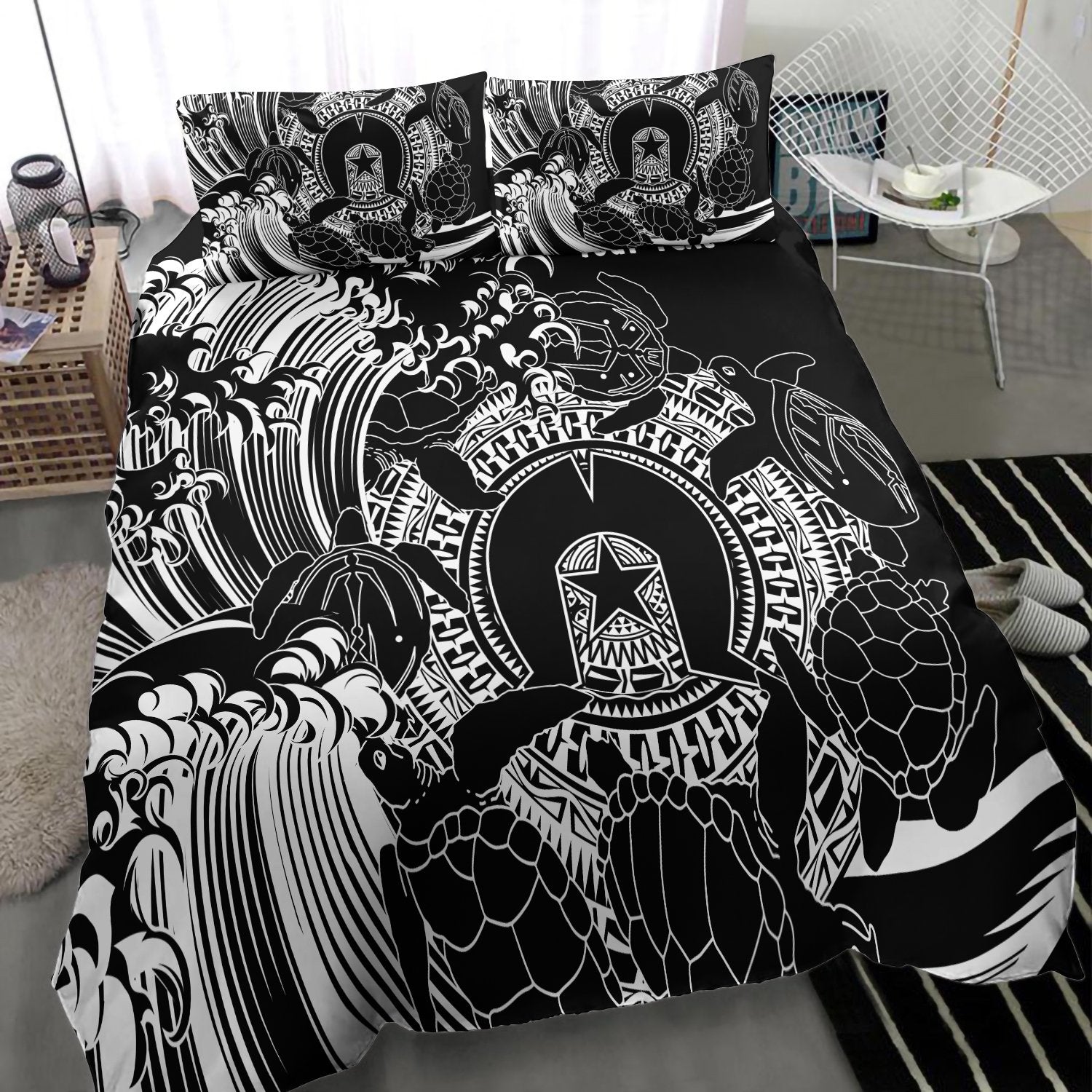 customaboriginal-bedding-set-torres-strait-islands-in-wave-black