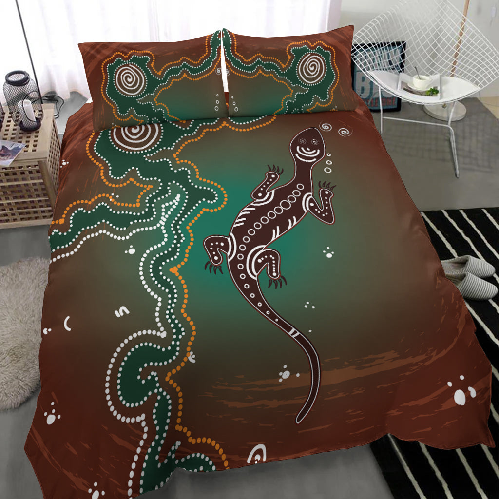 aboriginal-lizard-bedding-set-indigenous-dot-painting-art