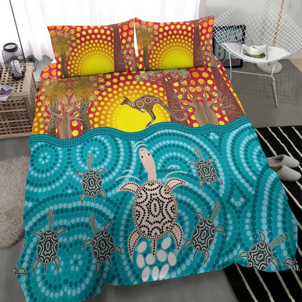 aboriginal-bedding-set-turtle-and-kangaroo-aboriginal-life
