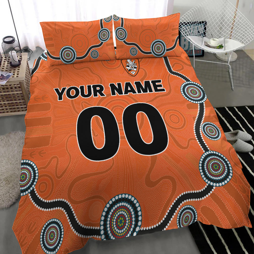 custom-personalised-brisbane-roar-bedding-set-indigenous-dot-painting-art