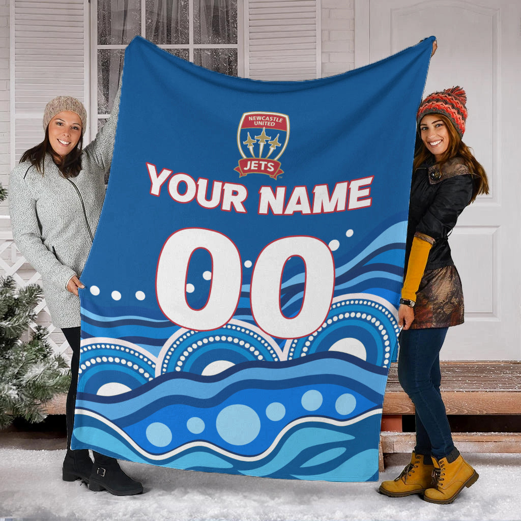 custom-personalised-newcastle-jets-blanket-indigenous-dot-painting-art
