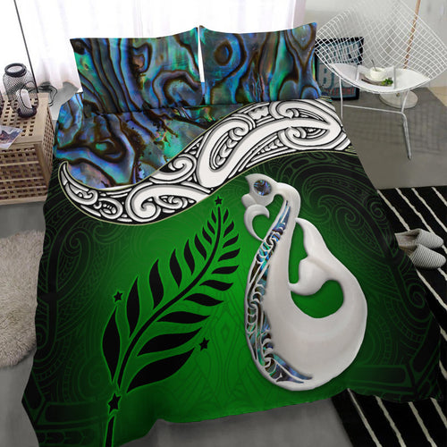 new-zealand-maori-bedding-set-manaia-paua-shell-glitter-green