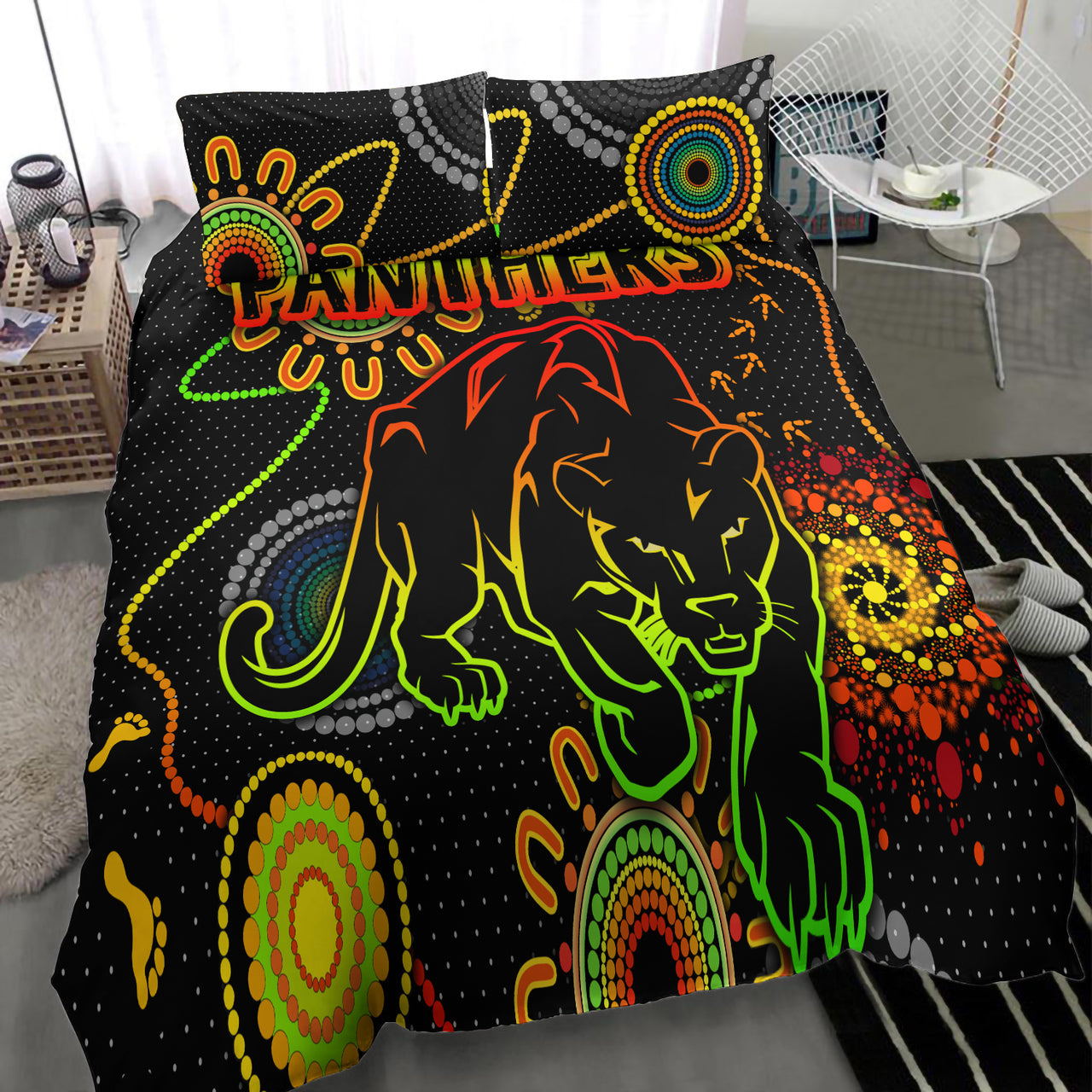 panthers-rugby-bedding-set-custom-indigenous-black-panthers-bedding-set