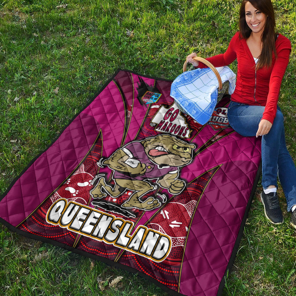 queensland-rugby-league-team-quilt-queensland-maroons-mascot-with-aboriginal-art-state-of-origin-quilt