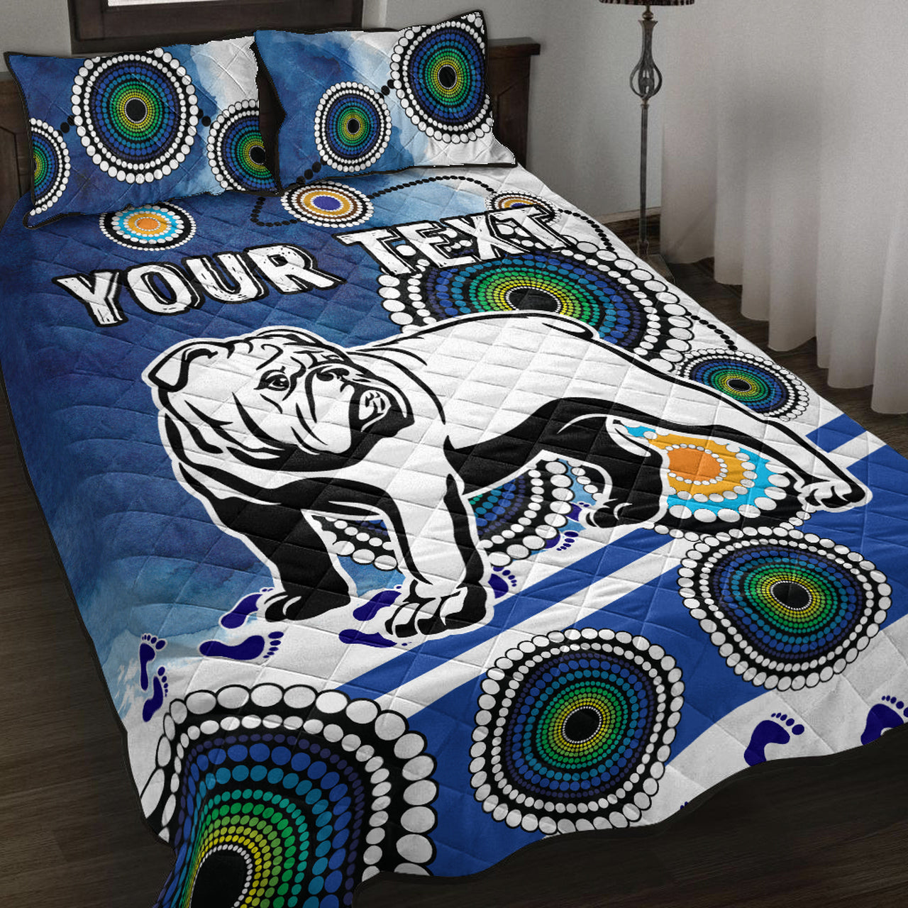 bulldogs-rugby-quilt-bed-set-custom-indigenous-bulldogs-quilt-bed-set