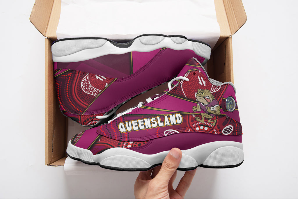queensland-rugby-league-team-high-top-basketball-shoes-j13-queensland-maroons-mascot-aboriginal-art-state-of-origin-sneakers-j13
