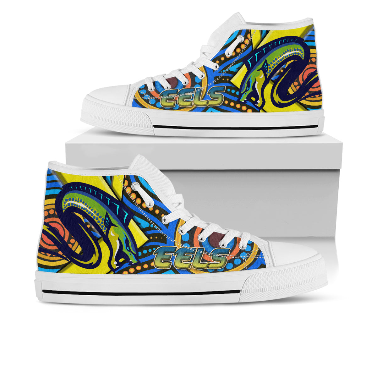 eels-rugby-high-top-shoes-electric-eel-with-aboriginal-patterns