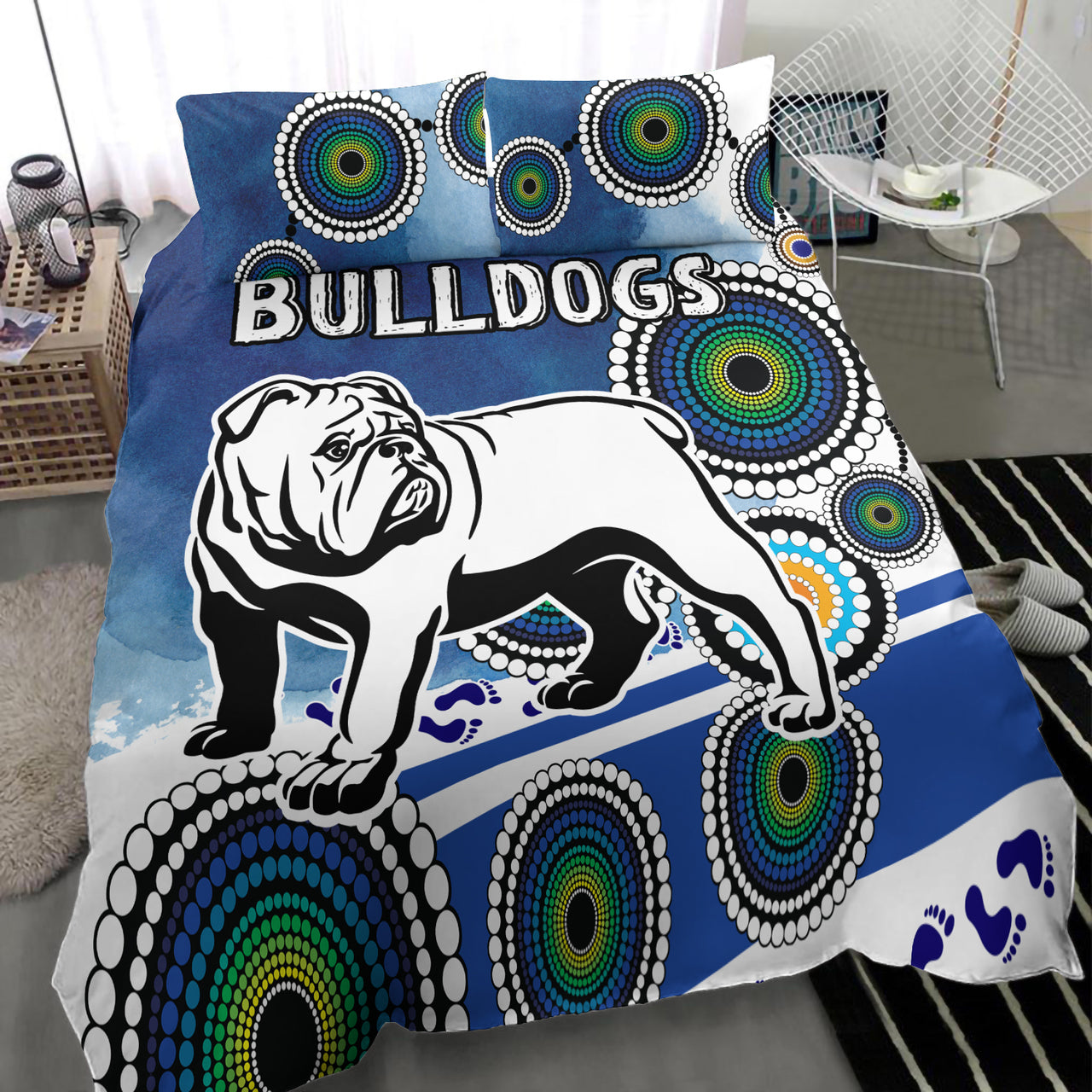 bulldogs-rugby-bedding-set-custom-indigenous-bulldogs-bedding-set
