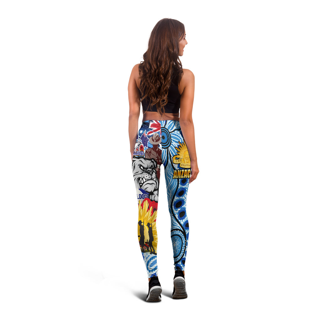 bulldogs-rugby-australia-and-nz-anzac-day-leggings-lest-we-forget-bulldogs-with-rugby-ball-and-aboriginal-patterns-leggings