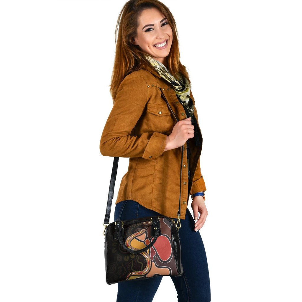 Shoulder Handbag - Aboriginal Snake With Dot Painting - Vibe Hoodie