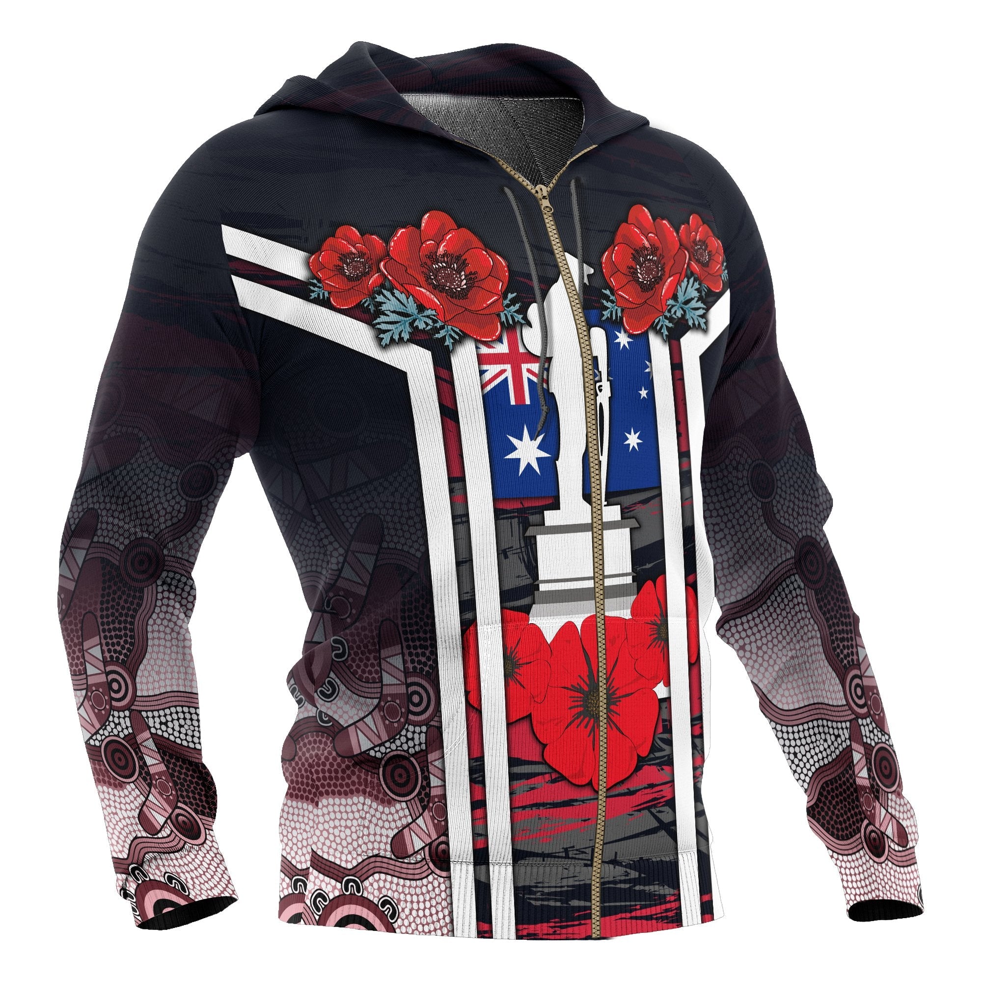 zip-up-hoodies-anzac-day-2020-poppy-flowerss-dot-painting