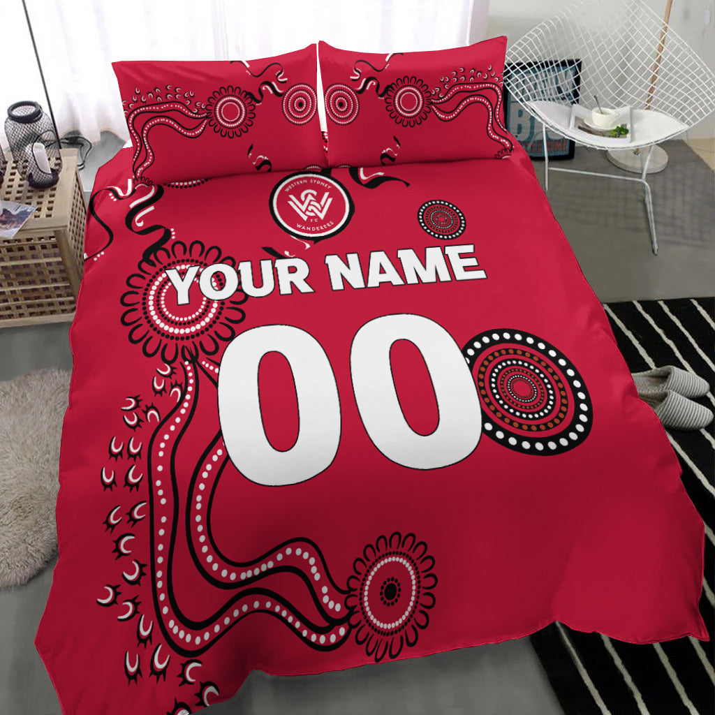 custom-personalisedwestern-sydney-wanderers-bedding-set-indigenous-dot-painting-art