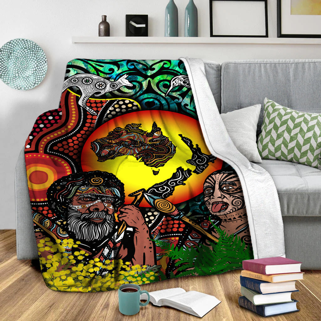 Australia Aboriginal Kangaroo Combine New Zealand Maori Kiwi Bird Blanket - LT2