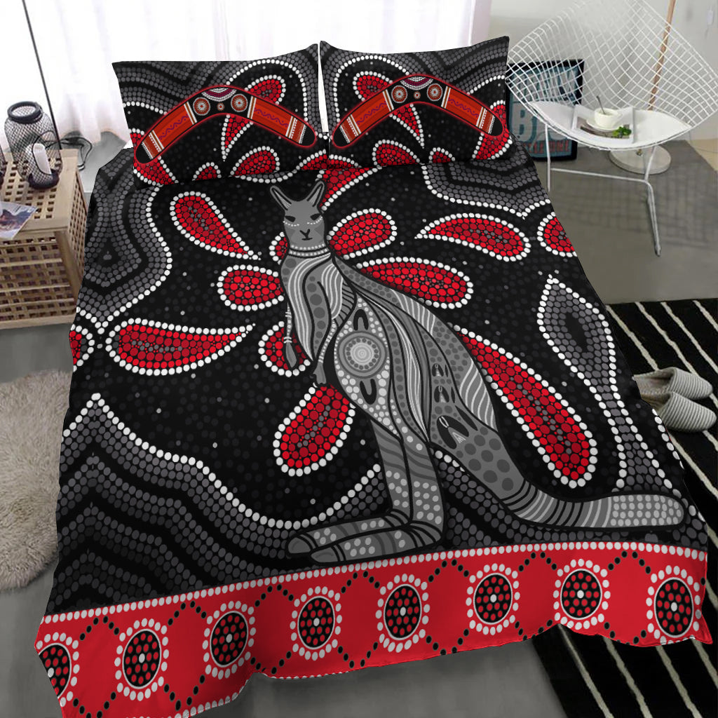 aboriginal-boomerang-bedding-set-kangaroo-australia-red