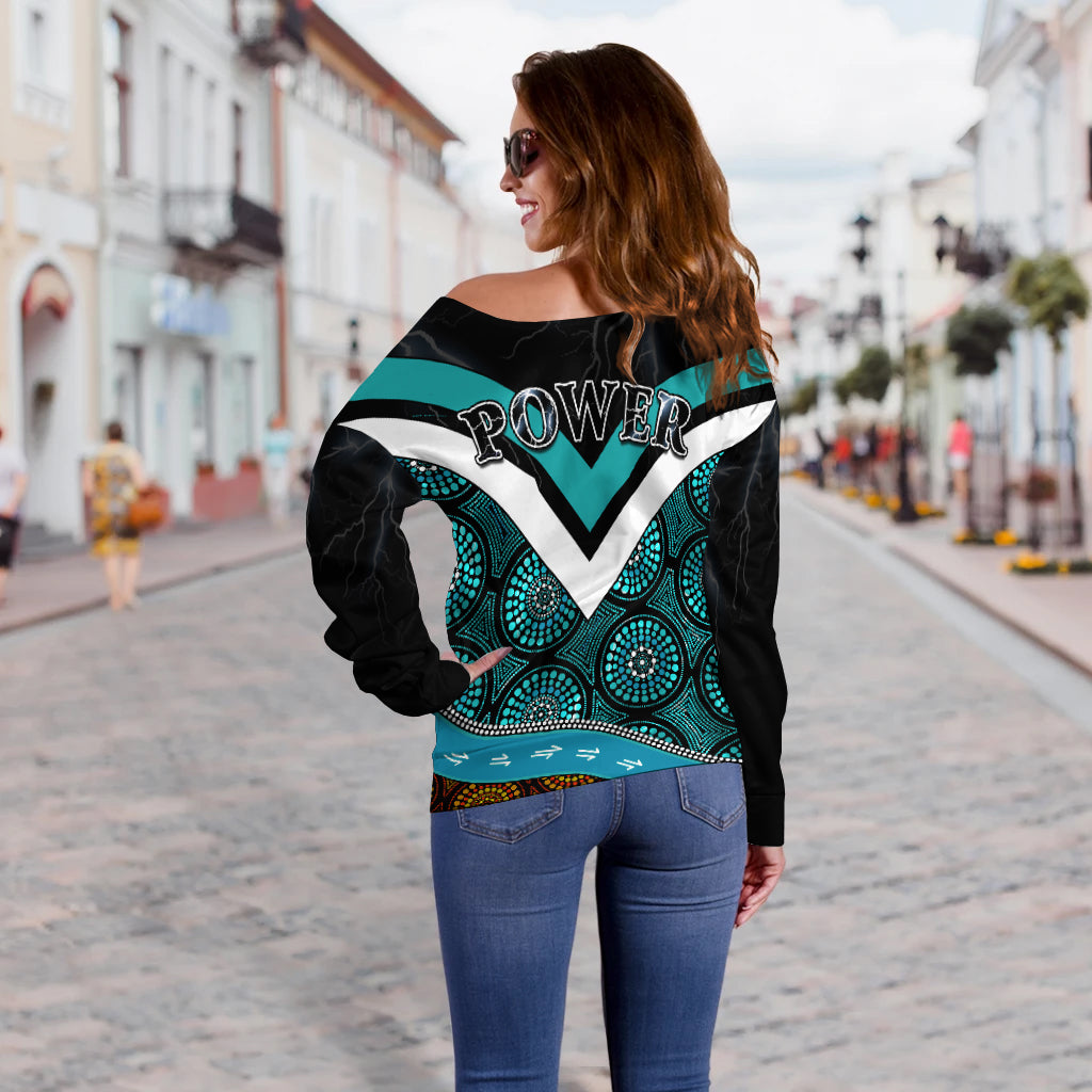 Power Indigenous 2021 Off Shoulder Sweater Proud Port Adelaide | Vibe Hoodie