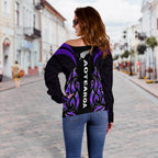 New Zealand Maori Off Shoulder Sweater Simple Love Purple - Vibe Hoodie