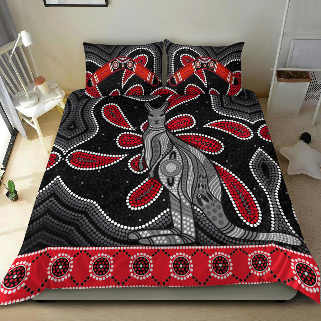 aboriginal-boomerang-bedding-set-kangaroo-australia-red