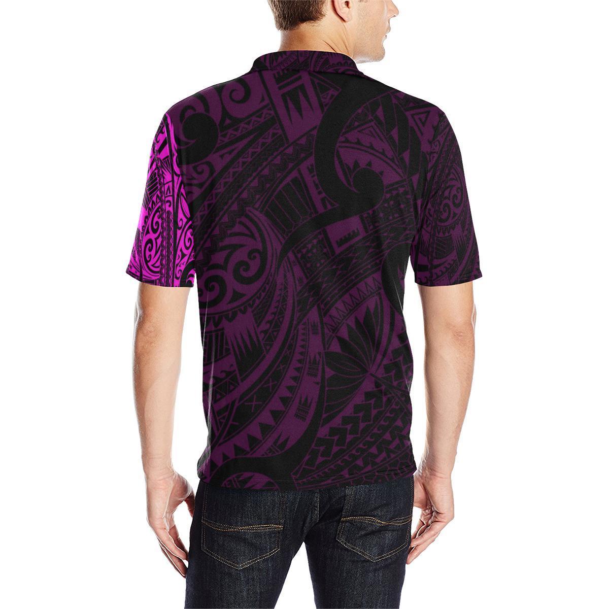 maori-tattoo-style-black-and-pink-polo-t-shirt
