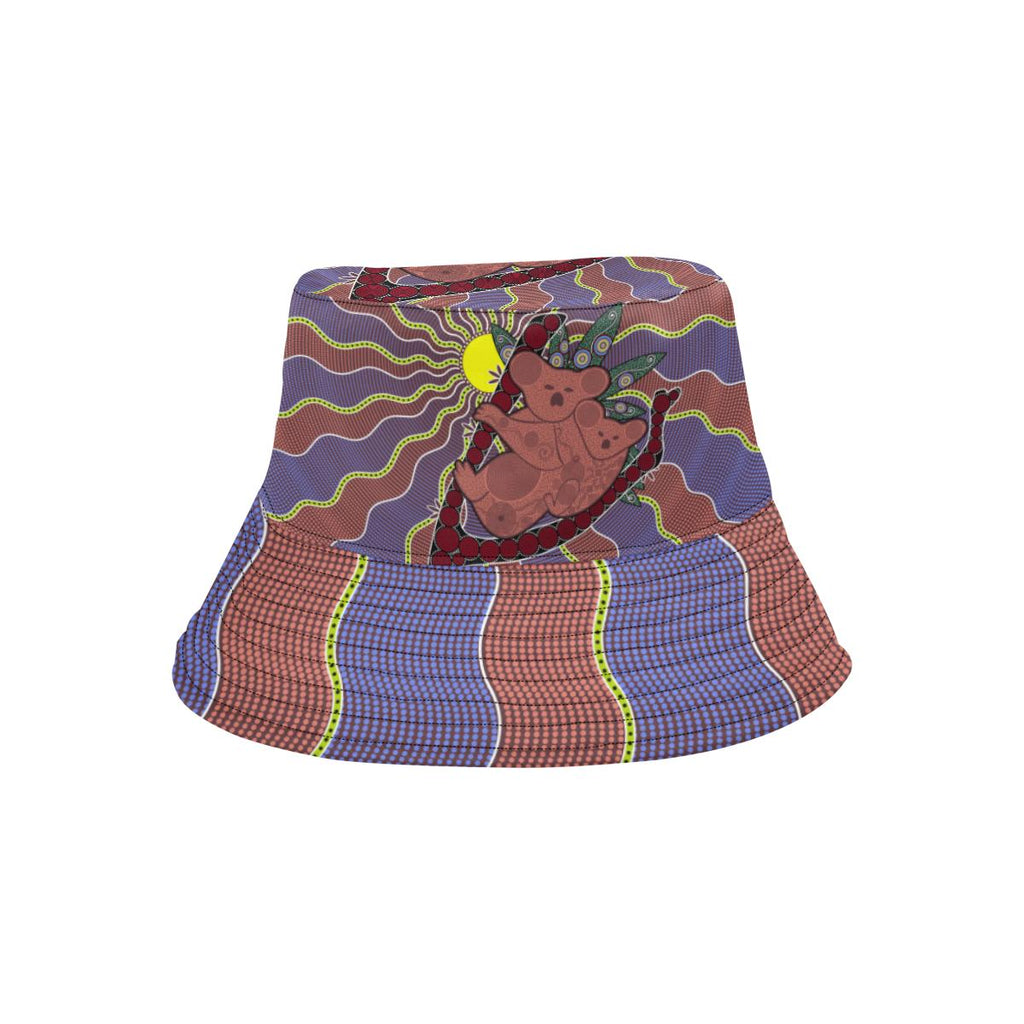 aboriginal-bucket-hat-koala-sun-dot-painting-circle-patterns
