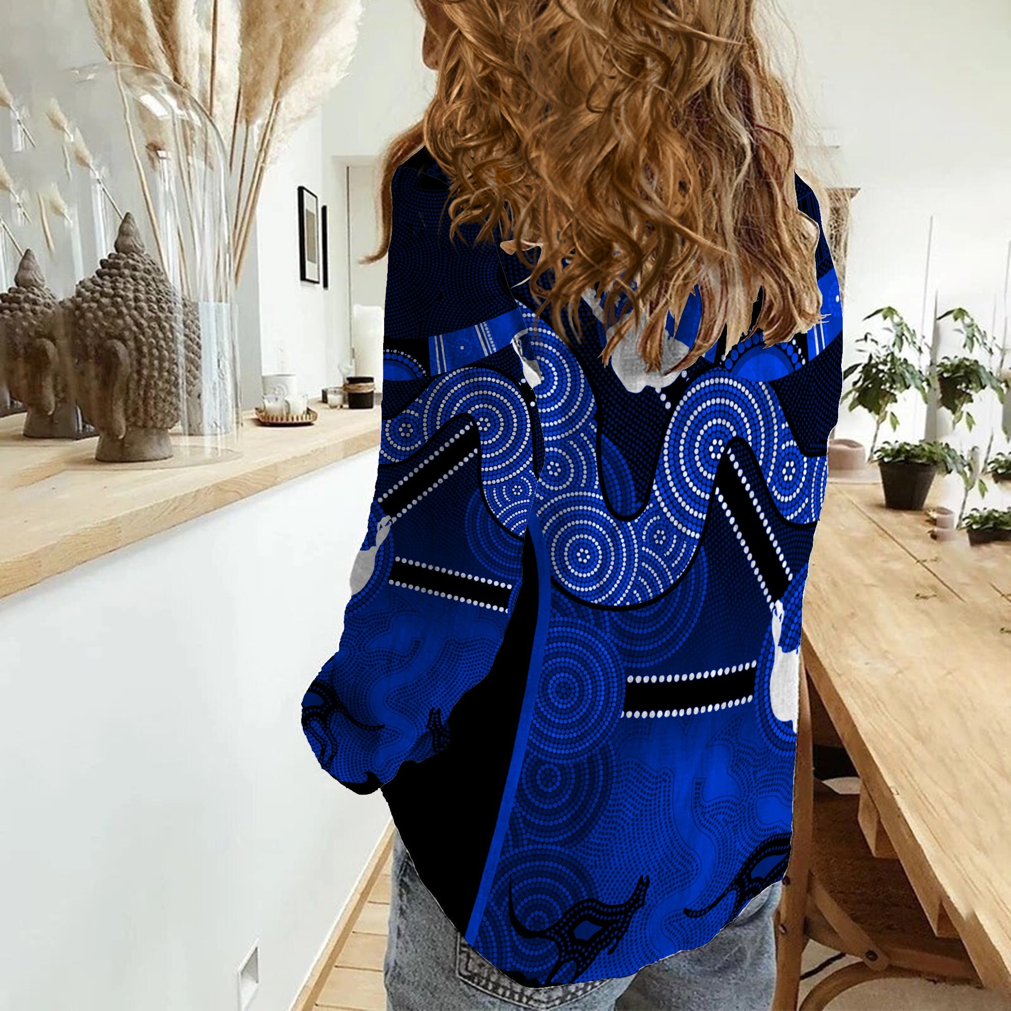 women-casual-shirt-aboriginal-australian-boomerang-and-snake-indigenous-art-ver02